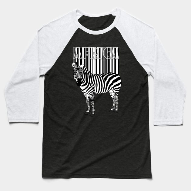 Zebra Barcode T-shirt Baseball T-Shirt by Just Kidding by Nadine May